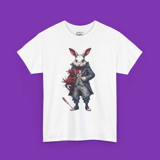 The Red Timekeeper – Crimson Oath White Rabbit Tee